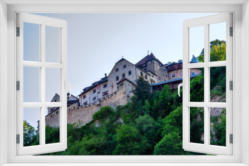 Fototapeta Naklejka Na Ścianę Okno 3D - View on the Royal castle in Vaduz high above the city, Liechtenstein