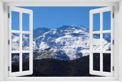Fototapeta Naklejka Na Ścianę Okno 3D - view of El Plomo mountain from Pochoco mountain in Santiago, Chili