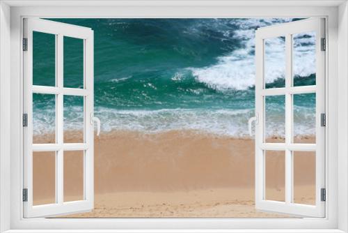 Fototapeta Naklejka Na Ścianę Okno 3D - Ocean powerful waves breaking at sand coast