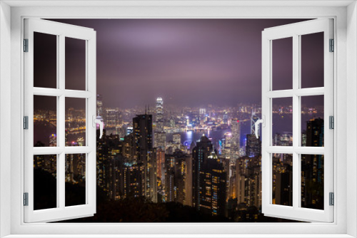 Fototapeta Naklejka Na Ścianę Okno 3D - Night Hong Kong