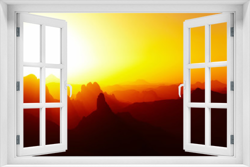 Fototapeta Naklejka Na Ścianę Okno 3D - Sunrise over Sahara Desert