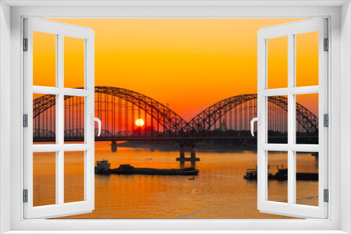 Fototapeta Naklejka Na Ścianę Okno 3D - bridge over the river  sunset
