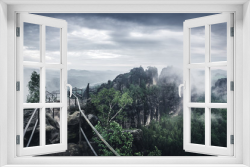 Fototapeta Naklejka Na Ścianę Okno 3D - Schrammsteine