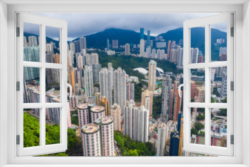 Fototapeta Naklejka Na Ścianę Okno 3D - Top view of Hong Kong city