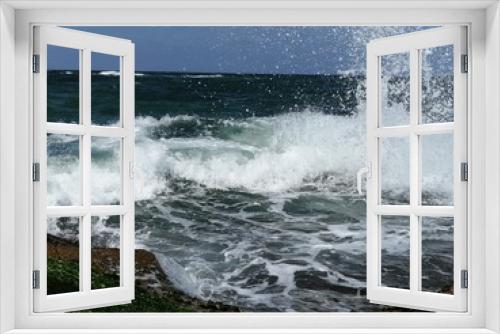 Fototapeta Naklejka Na Ścianę Okno 3D - Beautiful pictures taken from the Mediterranean Sea embody the flow of water and the beautiful appearance of the collision of water rocks and scattered into wonderful drops