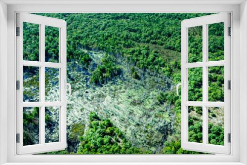 Fototapeta Naklejka Na Ścianę Okno 3D - Pond amidst green trees