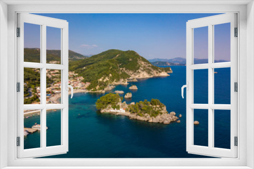 Fototapeta Naklejka Na Ścianę Okno 3D - Parga Greece and Panagia Island aerial view. Important tourist destination on the east coast of Greece.