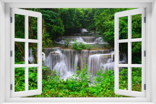 Fototapeta Naklejka Na Ścianę Okno 3D - Huay Mae Khamin waterfalls in deep forest at Srinakarin National Park ,Kanchanaburi,Thailand