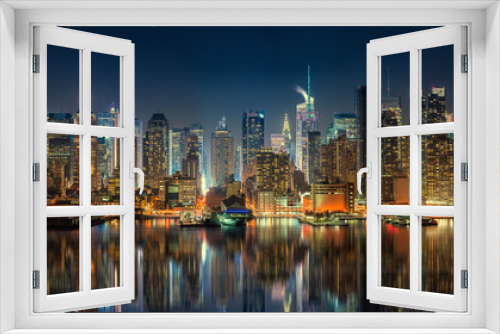 Fototapeta Naklejka Na Ścianę Okno 3D - Panoramic view on Manhattan at night, New York, USA
