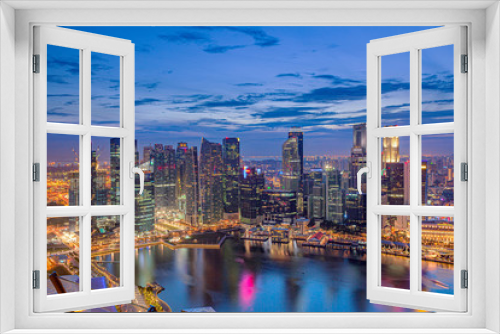 Fototapeta Naklejka Na Ścianę Okno 3D - シンガポール・マリーナベイサンズからの夕景