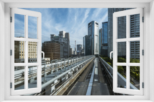 Fototapeta Naklejka Na Ścianę Okno 3D - Cityscape from monorail sky train in Tokyo