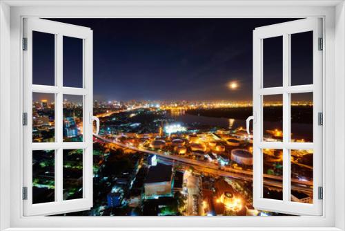 Fototapeta Naklejka Na Ścianę Okno 3D - Bangkok night light panorama