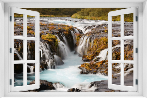 Fototapeta Naklejka Na Ścianę Okno 3D - Beautiful Bruarfoss Waterfall Close up, Iceland