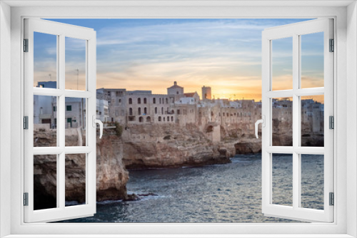 Fototapeta Naklejka Na Ścianę Okno 3D - Sunset in Polignano a Mare, Bari, Italy