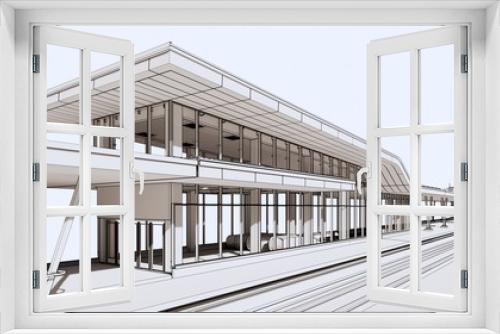 Fototapeta Naklejka Na Ścianę Okno 3D - Conceptual visualization of a passenger railway platform in a modern design