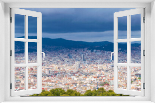 Fototapeta Naklejka Na Ścianę Okno 3D - Top panoramic view of Barcelona Spain