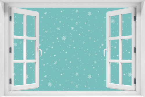 Fototapeta Naklejka Na Ścianę Okno 3D - Seamless pattern with white snowflakes on green mint background. Simple minimalistic vactor illustration.