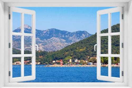 Fototapeta Naklejka Na Ścianę Okno 3D - Beautiful summer Mediterranean landscape. Montenegro. View of Bay of Kotor and  Seljanovo village near Tivat city