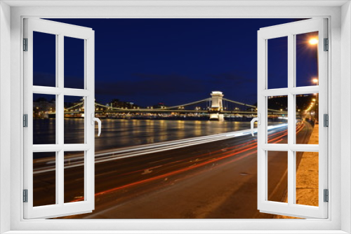 Fototapeta Naklejka Na Ścianę Okno 3D - Budapest Chain Bridge by night