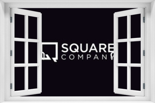 Monogram Letter Q Square Logo Design with black background Illustration