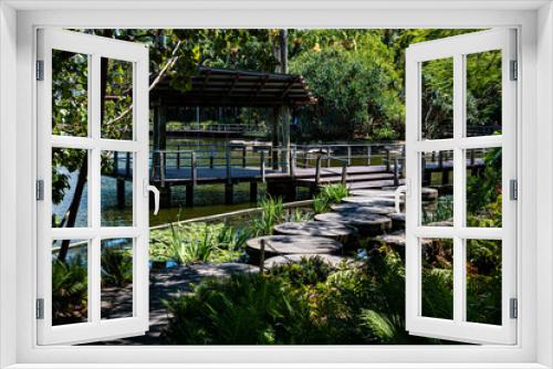Fototapeta Naklejka Na Ścianę Okno 3D - bridge in garden