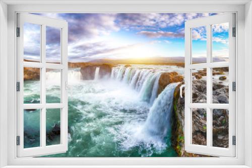 Fototapeta Naklejka Na Ścianę Okno 3D - Incredible landscape scene of powerful Godafoss waterfall.