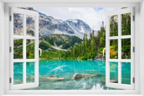 Fototapeta Naklejka Na Ścianę Okno 3D - Mountain views with Beautiful Turquoise lake