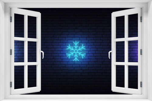 Fototapeta Naklejka Na Ścianę Okno 3D - Snowflake icon neon. Set of glowing neon colorful snow icons