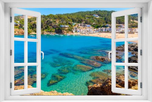Fototapeta Naklejka Na Ścianę Okno 3D - View of bay with azure sea water in beautiful Sa Riera village, Costa Brava, Catalonia, Spain