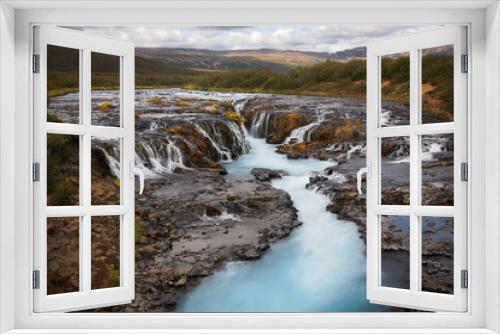 Fototapeta Naklejka Na Ścianę Okno 3D - Beautiful Turquoise Bruarfoss Waterfall, Iceland
