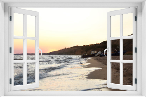 Fototapeta Naklejka Na Ścianę Okno 3D - Beautiful view of sea coast at sunset