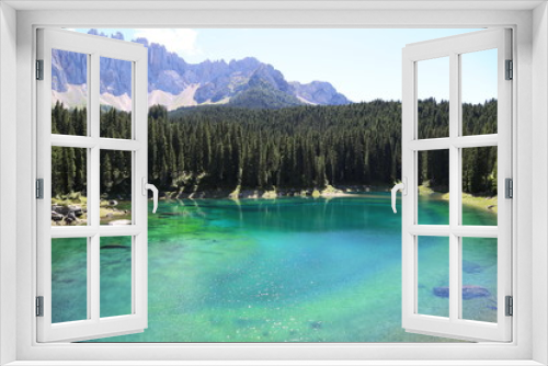 Fototapeta Naklejka Na Ścianę Okno 3D - Il Lago di Carezza nelle Dolomiti ( Trentino - A. Adige )