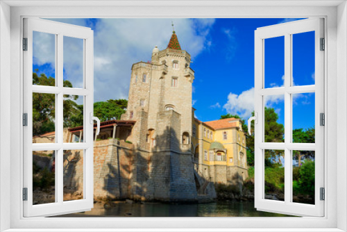 Fototapeta Naklejka Na Ścianę Okno 3D - View of Count's of Castro Guimaraes Palace in Cascais, coastal resort and fishing town in Portugal