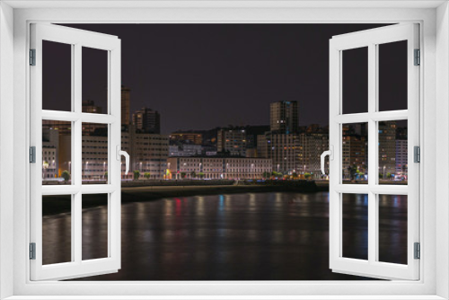 Fototapeta Naklejka Na Ścianę Okno 3D - A Coruña panorámica nocturna