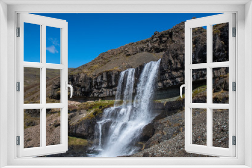 Fototapeta Naklejka Na Ścianę Okno 3D - Bergarfoss waterfall in Berga River in Hornafjordur Iceland