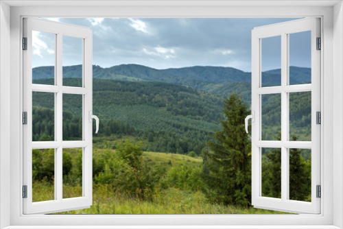 Fototapeta Naklejka Na Ścianę Okno 3D - landscape with mountains and clouds