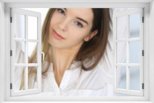 Portrait of young and beautiful business woman or student girl. Headshot of lady