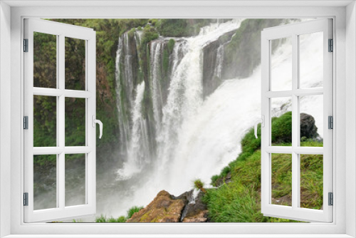 Fototapeta Naklejka Na Ścianę Okno 3D - View of Iguazu fall, a magnificent waterfall in Brazil and Argentina