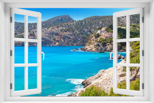 Fototapeta Naklejka Na Ścianę Okno 3D - Majorca Mallorca Calvià Spain beach turquoise mediterranean sea panoramic landscape 