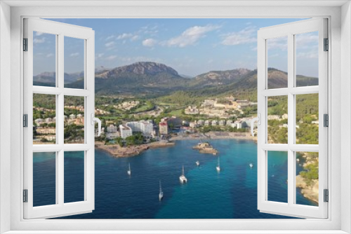 Fototapeta Naklejka Na Ścianę Okno 3D - Wonderful aerial photography of Camp de Mar, Mallorca island, luxury places.