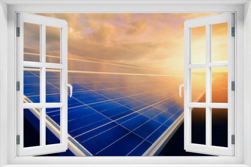 Fototapeta Naklejka Na Ścianę Okno 3D - Alternative energy To conserve the world's energy (Solar panels in the sky)