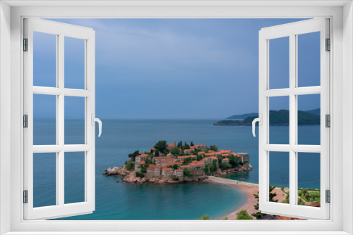 Fototapeta Naklejka Na Ścianę Okno 3D - Montenegro, an island with houses in the sea. Adriatic Sea. Summer holiday at sea