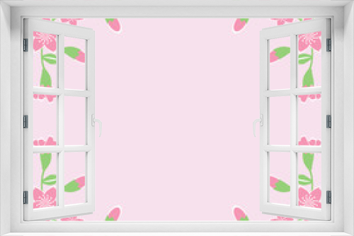 Fototapeta Naklejka Na Ścianę Okno 3D - flower frame on pink background