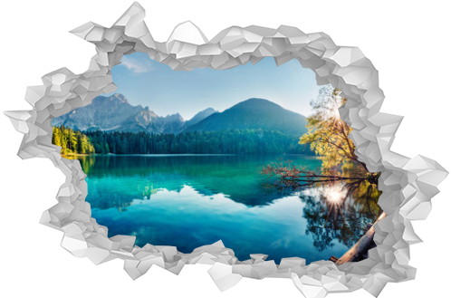 Colorful summer view of Fusine lake. Bright morning scene of Julian Alps with Mangart peak on background, Province of Udine, Italy, Europe. Traveling concept background.