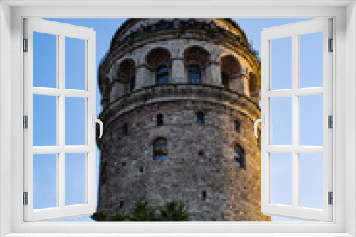 Fototapeta Naklejka Na Ścianę Okno 3D - Istanbul, Turkey: the Galata Tower, a medieval stone tower built by Genoese in 1348 in the Karakoy quarter, a cone-capped cylinder dominating the skyline and offering panoramic vista of the city