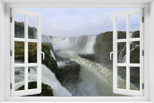 Fototapeta Naklejka Na Ścianę Okno 3D - Brazil - Iguazu falls from the Brazilian side over the mouth of the waterfall - feel, hear and see the power of this magnificent waterfall!