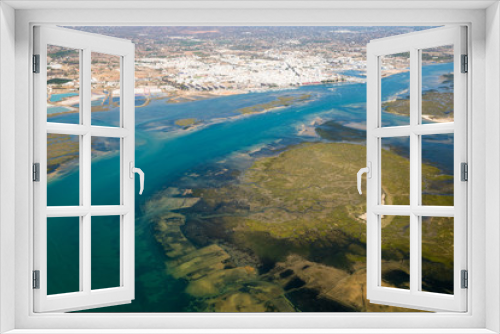 Fototapeta Naklejka Na Ścianę Okno 3D - Naturpark Ria Formosa, Portugal, aus der Vogelperspektive