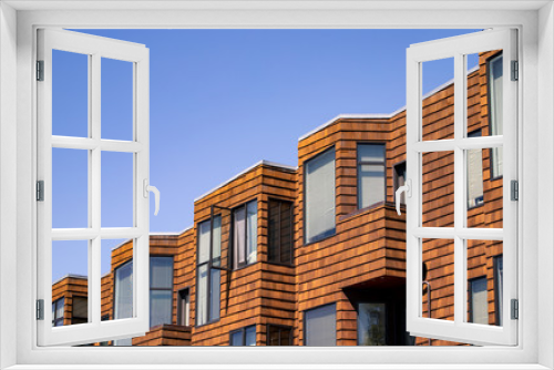 Fototapeta Naklejka Na Ścianę Okno 3D - Orange Architecture Wood Angles 