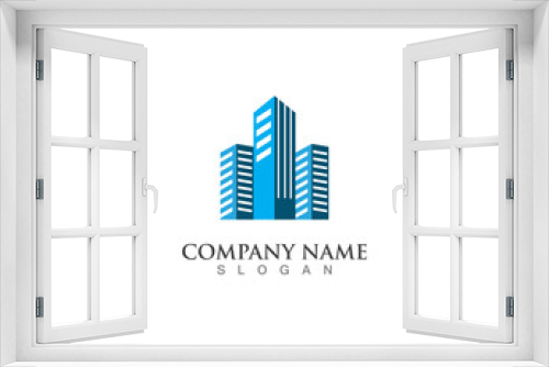 Real estate logo city modern with square shape