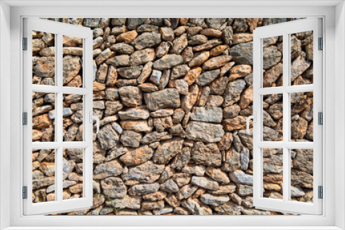 Fototapeta Naklejka Na Ścianę Okno 3D - Wall of broken natural stones